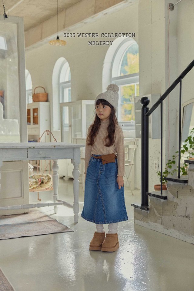 Melikey - Korean Children Fashion - #magicofchildhood - A Line Long Denim Skirt - 4