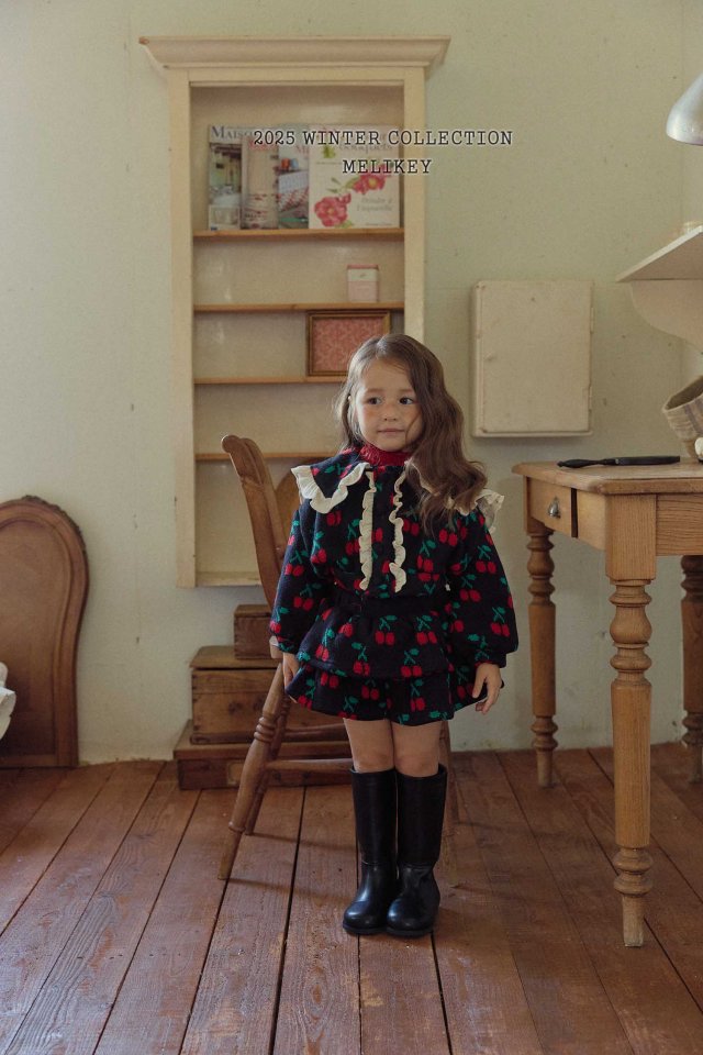 Melikey - Korean Children Fashion - #minifashionista - Cherry Frill Cardigan - 5