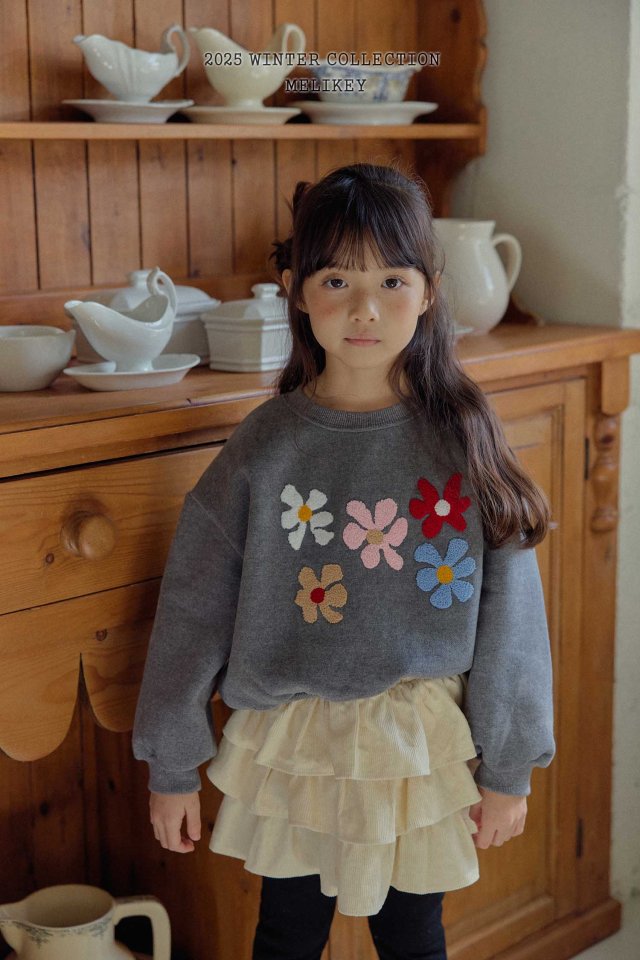 Melikey - Korean Children Fashion - #prettylittlegirls - Boucle Flower Sweatshirt - 9