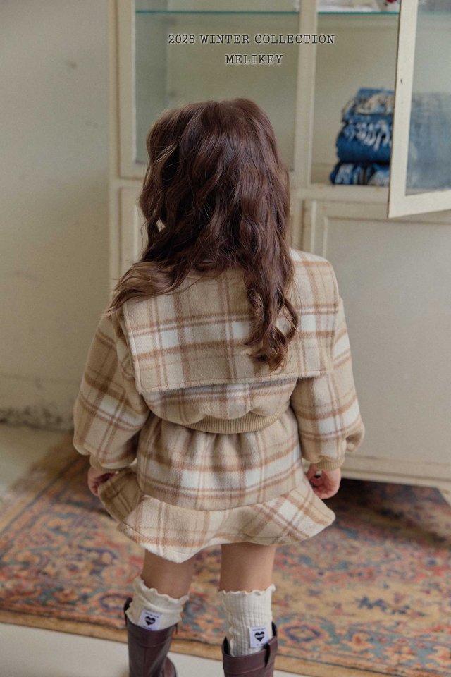 Melikey - Korean Children Fashion - #prettylittlegirls - Wool Check Sailor Zip-up - 8