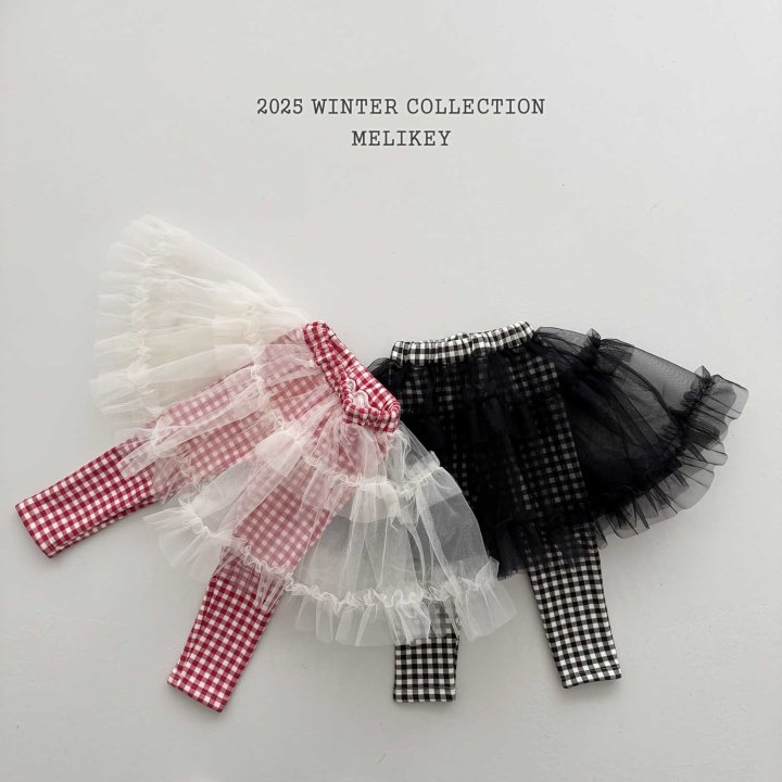 Melikey - Korean Children Fashion - #todddlerfashion - Check Tutu Leggings Skirt - 12