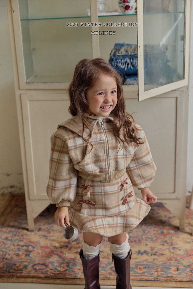 Melikey - Korean Children Fashion - #todddlerfashion - Wool Check Sailor Zip-up - 9