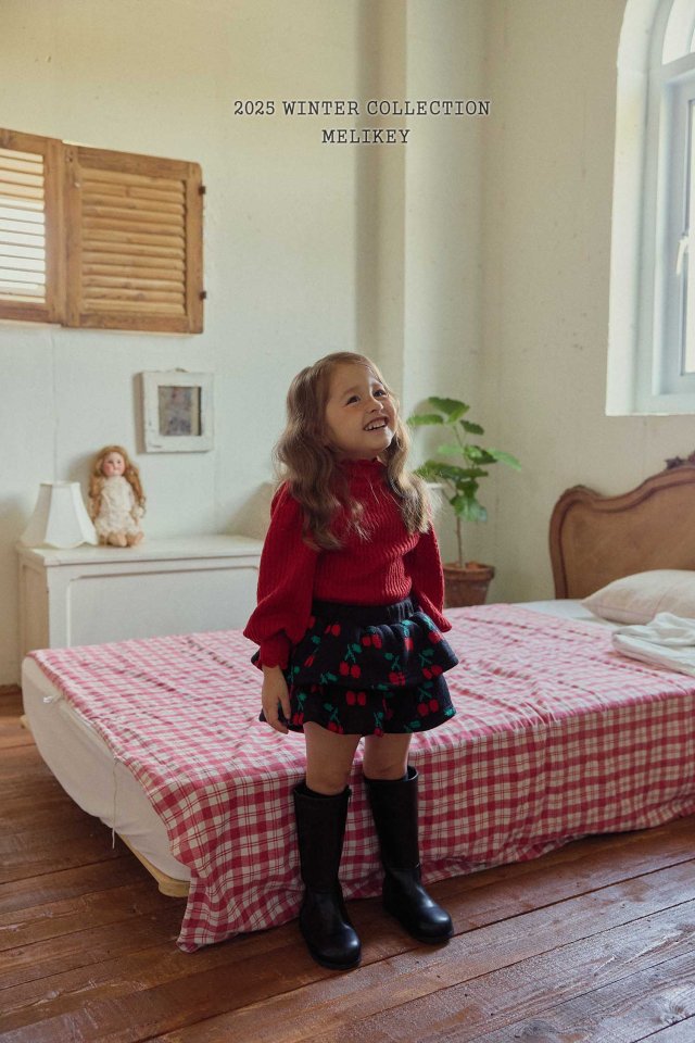 Melikey - Korean Children Fashion - #todddlerfashion - Cherry Frill Shorts - 6