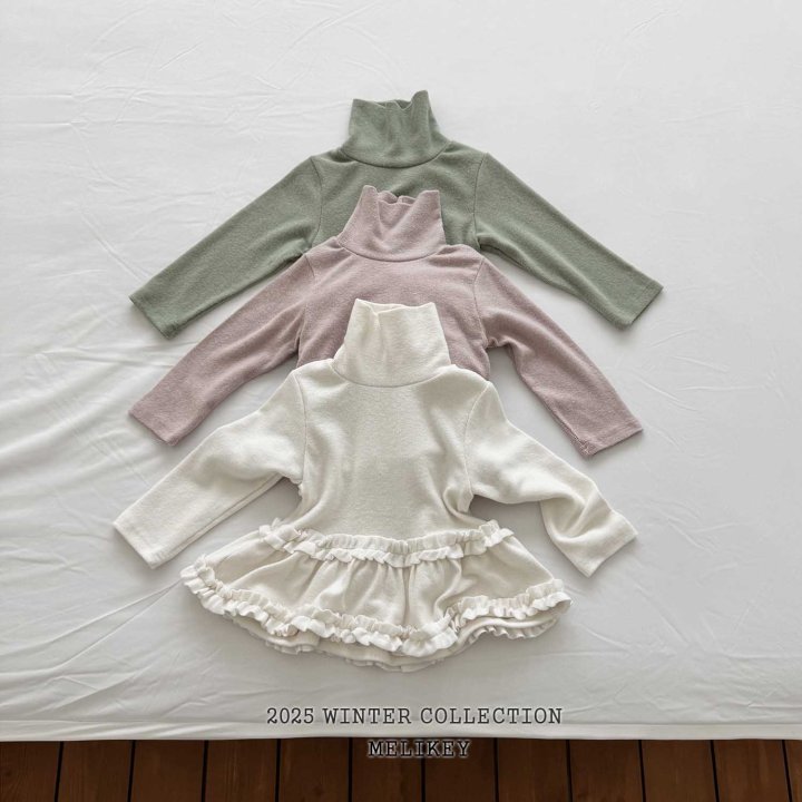 Melikey - Korean Children Fashion - #toddlerclothing - Tutu Frill Turtleneck Tee - 12