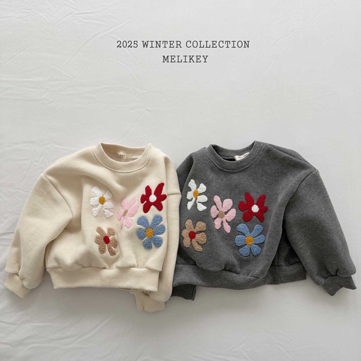 Melikey - Korean Children Fashion - #toddlerclothing - Boucle Flower Sweatshirt - 11