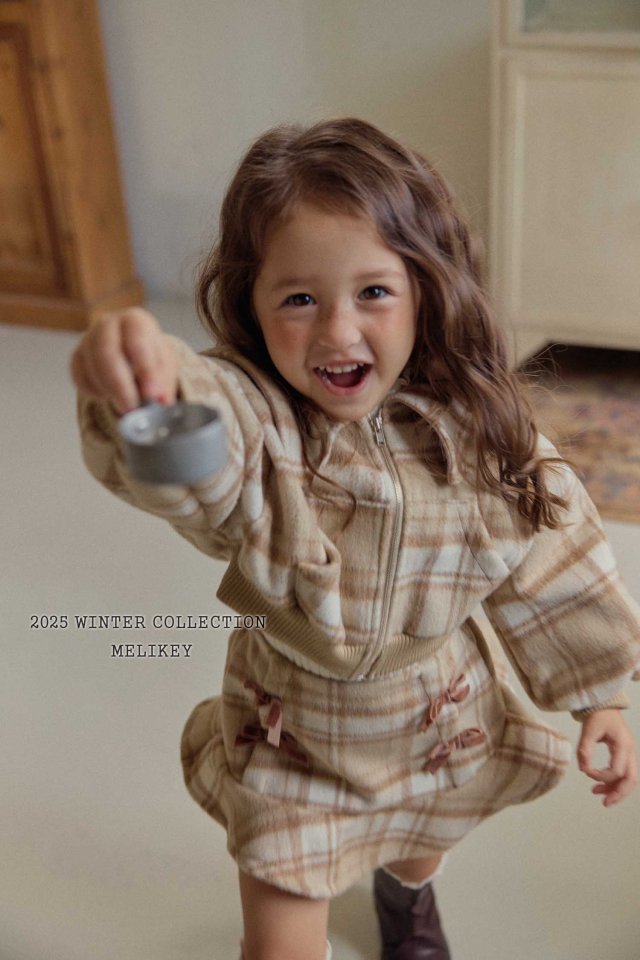 Melikey - Korean Children Fashion - #toddlerclothing - Wool Check Sailor Zip-up - 10