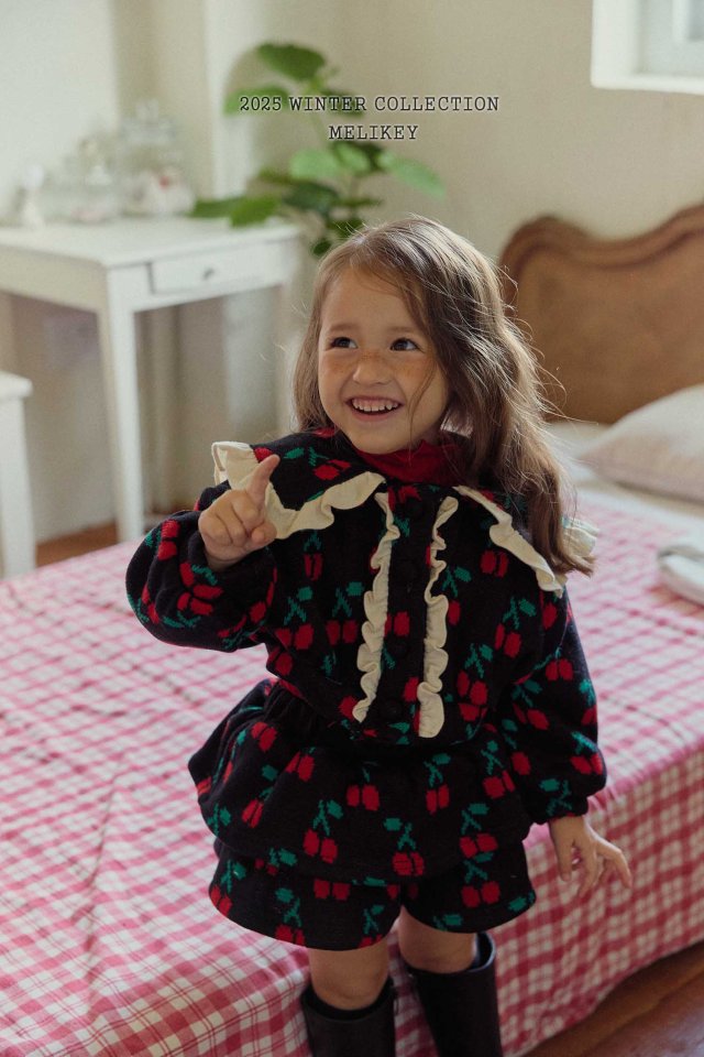Melikey - Korean Children Fashion - #toddlerclothing - Cherry Frill Cardigan - 8