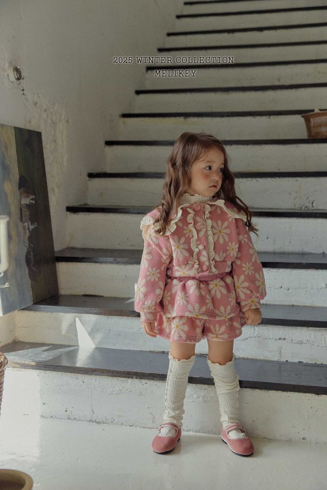 Melikey - Korean Children Fashion - #toddlerclothing - Big Flower Frill Cardigan - 6