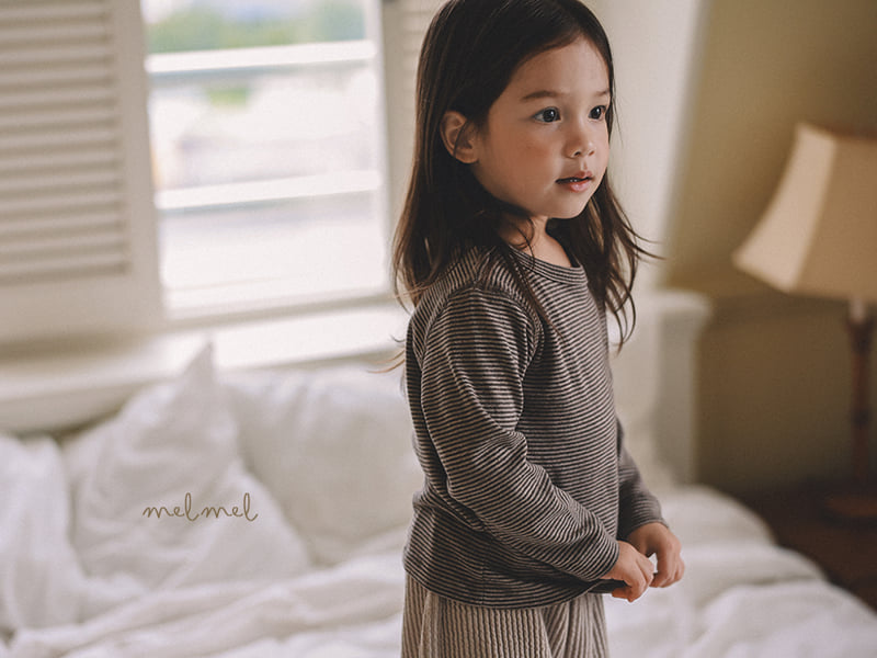 Melmel - Korean Children Fashion - #Kfashion4kids - Stripe Ribbed Tee - 9