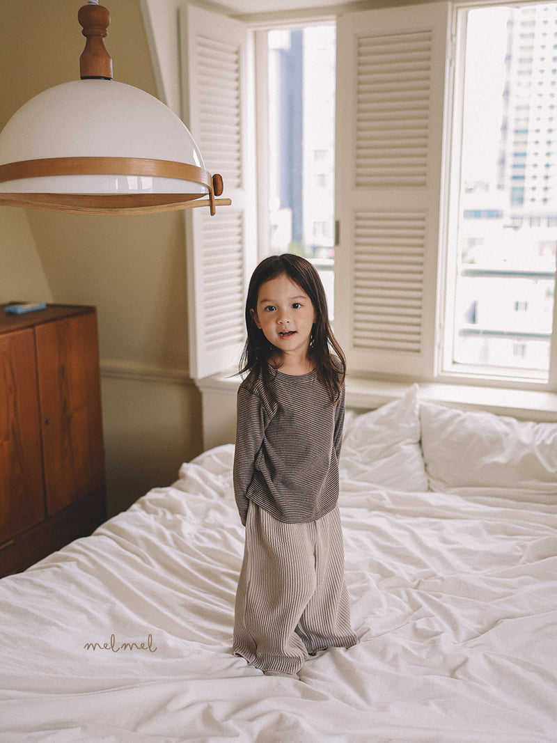 Melmel - Korean Children Fashion - #kidsshorts - Stripe Ribbed Tee - 6