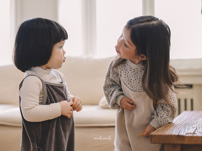 Melmel - Korean Children Fashion - #prettylittlegirls - Velour Overalls (Junior) - 6