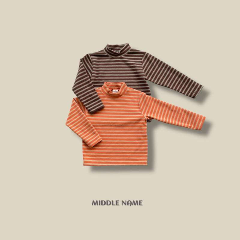 Middle Name - Korean Children Fashion - #childofig - Stripe Half Turtleneck Tee