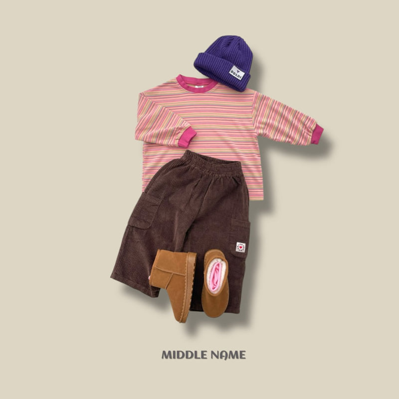 Middle Name - Korean Children Fashion - #childofig - Peach Stripe Long Tee - 8