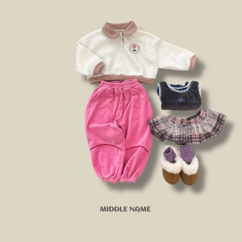 Middle Name - Korean Children Fashion - #designkidswear - Round Embroidery Collar Tee - 6