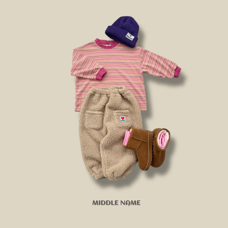 Middle Name - Korean Children Fashion - #designkidswear - Peach Stripe Long Tee - 10