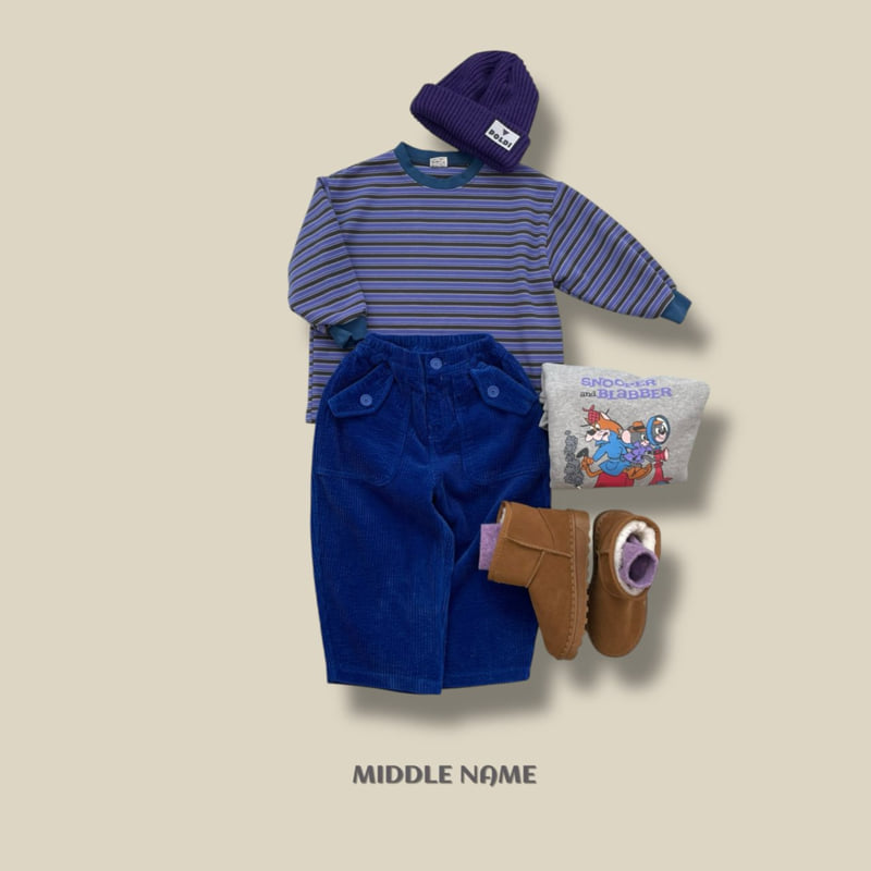 Middle Name - Korean Children Fashion - #fashionkids - Peach Stripe Long Tee - 12