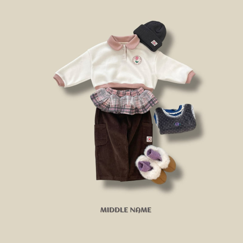 Middle Name - Korean Children Fashion - #kidsshorts - Round Embroidery Collar Tee - 9