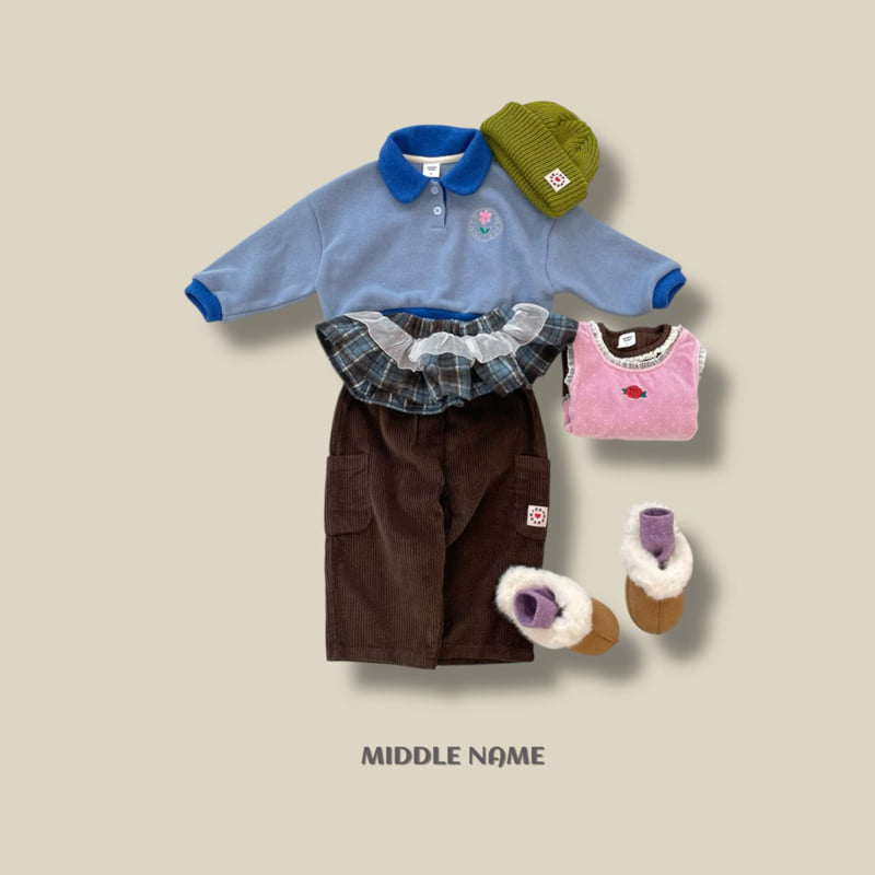Middle Name - Korean Children Fashion - #kidsstore - Round Embroidery Collar Tee - 10