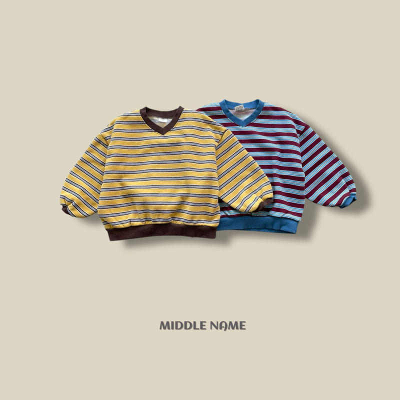 Middle Name - Korean Children Fashion - #magicofchildhood - Stripe V Sweatshirt