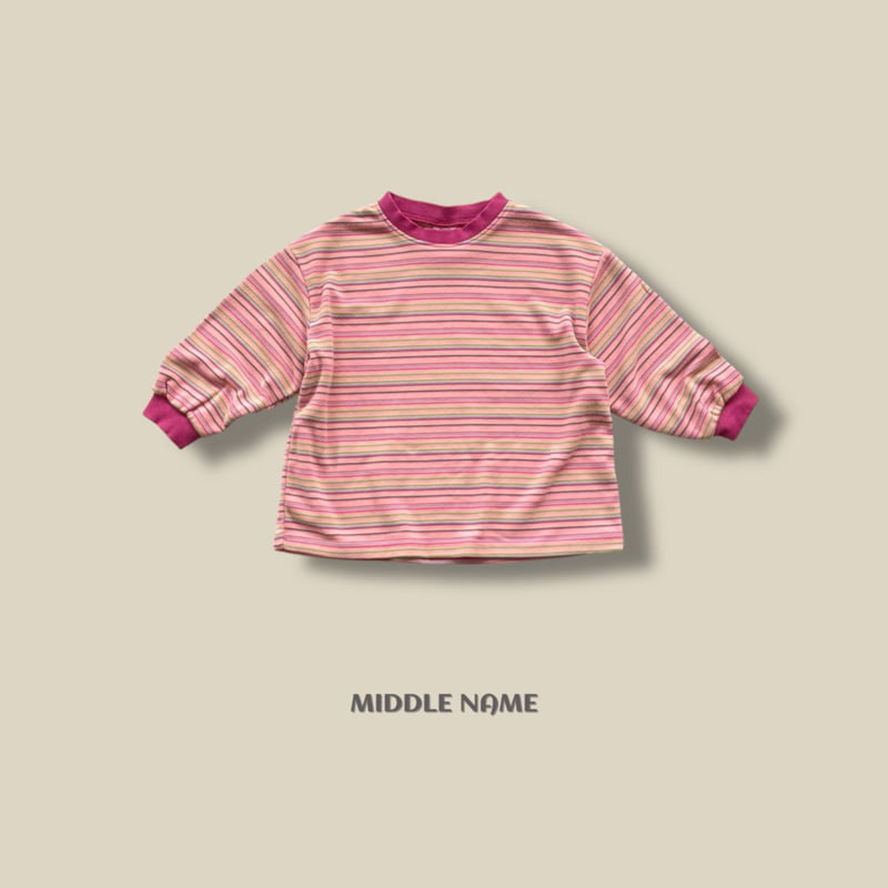 Middle Name - Korean Children Fashion - #minifashionista - Peach Stripe Long Tee - 3