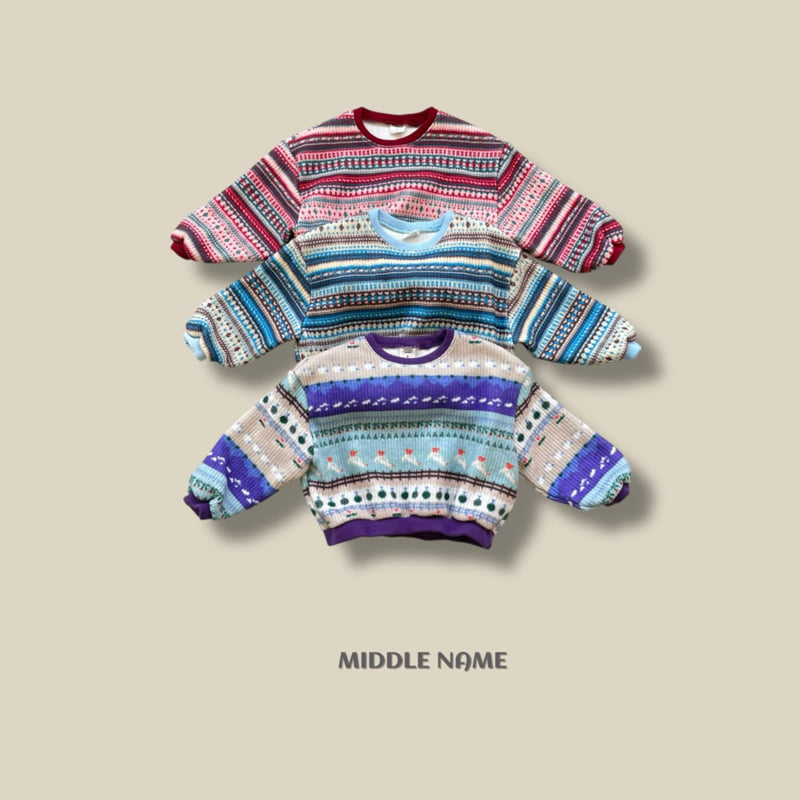 Middle Name - Korean Children Fashion - #prettylittlegirls - Pattern Crop Sweatshirt