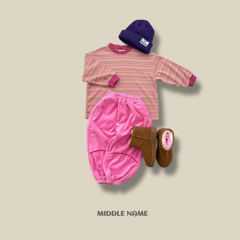 Middle Name - Korean Children Fashion - #stylishchildhood - Peach Stripe Long Tee - 7