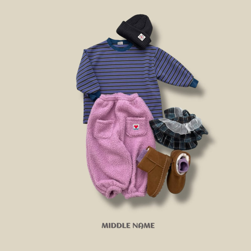 Middle Name - Korean Children Fashion - #toddlerclothing - Peach Stripe Long Tee - 6