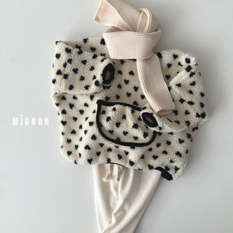 Mignon - Korean Children Fashion - #kidsshorts - Heart Fleece Tee - 4