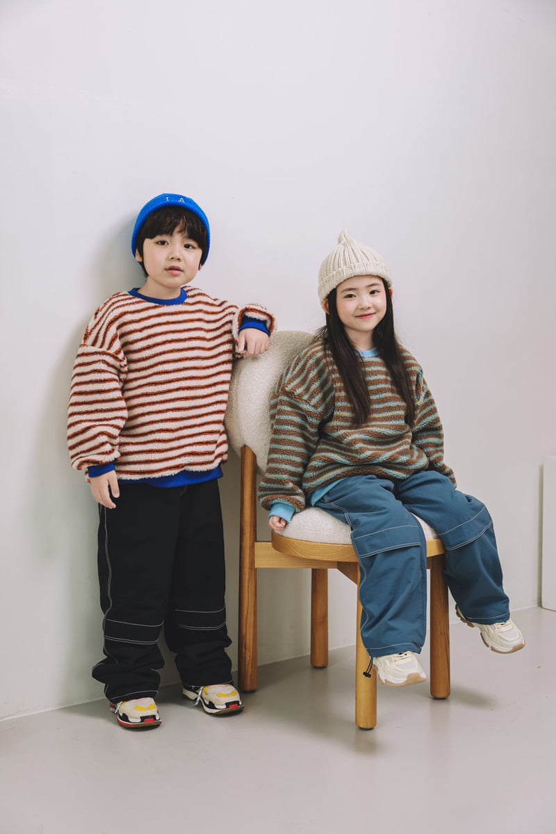 Mini Cabinet - Korean Children Fashion - #childofig - Fleece Stripe Tee - 8
