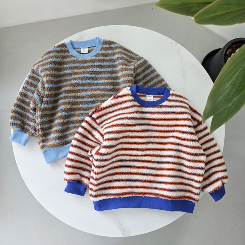 Mini Cabinet - Korean Children Fashion - #kidzfashiontrend - Fleece Stripe Tee - 2