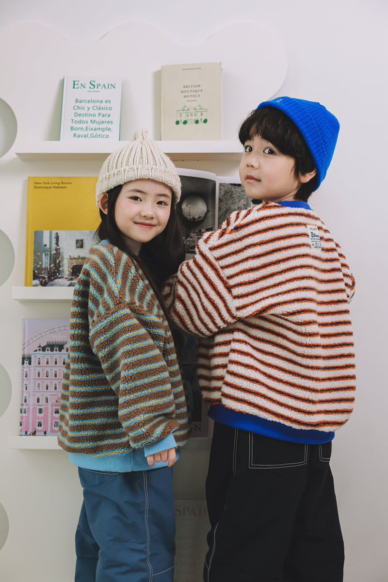 Mini Cabinet - Korean Children Fashion - #magicofchildhood - Fleece Stripe Tee - 5