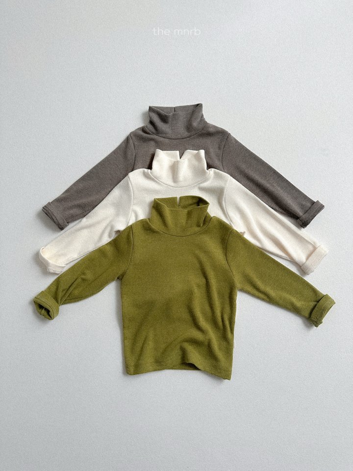 Mini Robe - Korean Baby Fashion - #babyclothing - Ribbed Slit Turtleneck Tee - 4