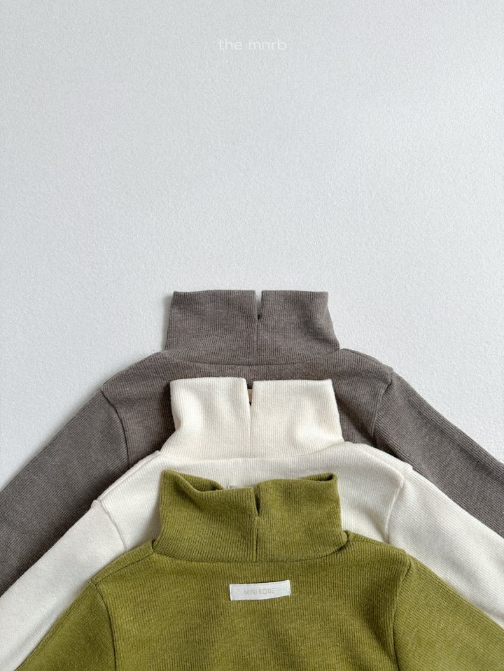 Mini Robe - Korean Baby Fashion - #babygirlfashion - Ribbed Slit Turtleneck Tee - 6