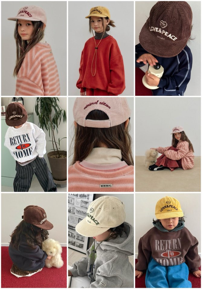 Minimal - Korean Children Fashion - #childofig - Corduroy Love Peace Cap - 3