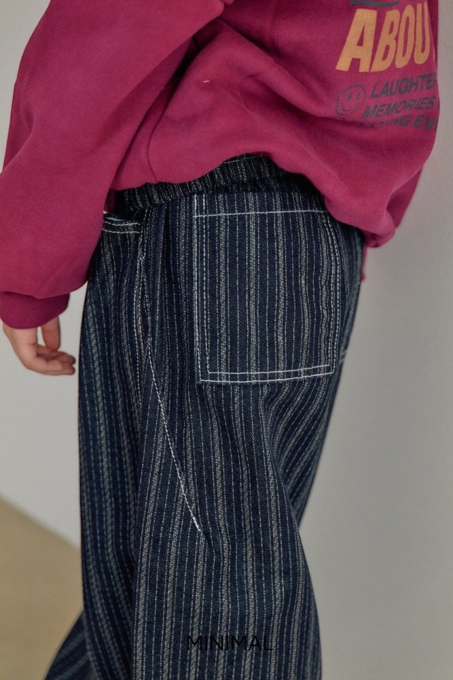Minimal - Korean Children Fashion - #prettylittlegirls - Stripe Dart Denim Pants - 10