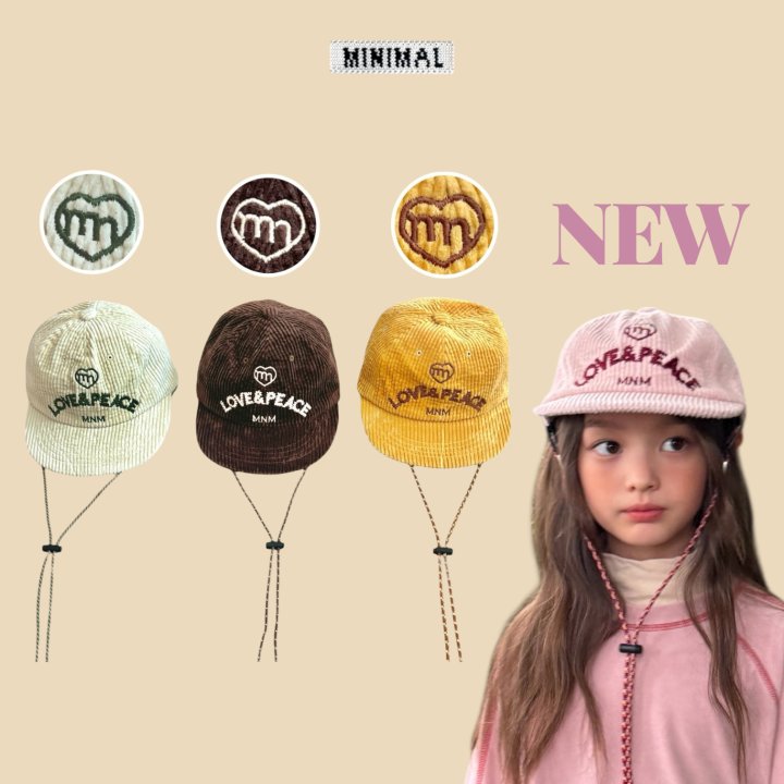 Minimal - Korean Children Fashion - #toddlerclothing - Corduroy Love Peace Cap