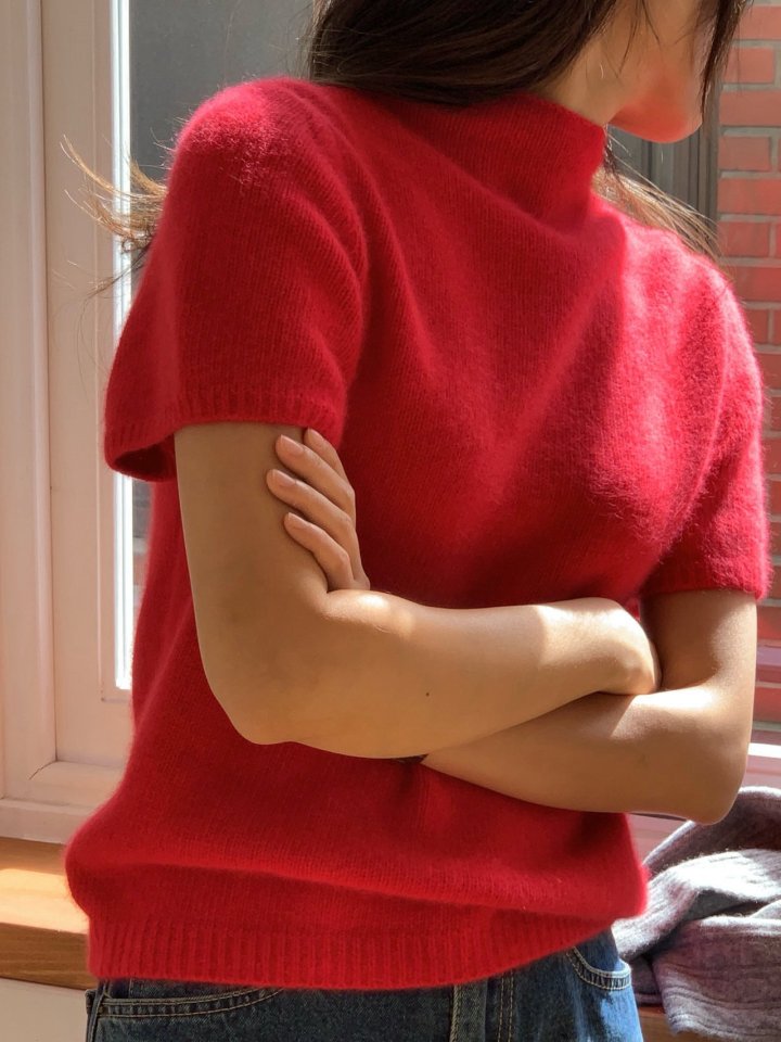 Moani - Korean Women Fashion - #momslook - Turtle Neck Half Sleeve Raccoon Knit - 8