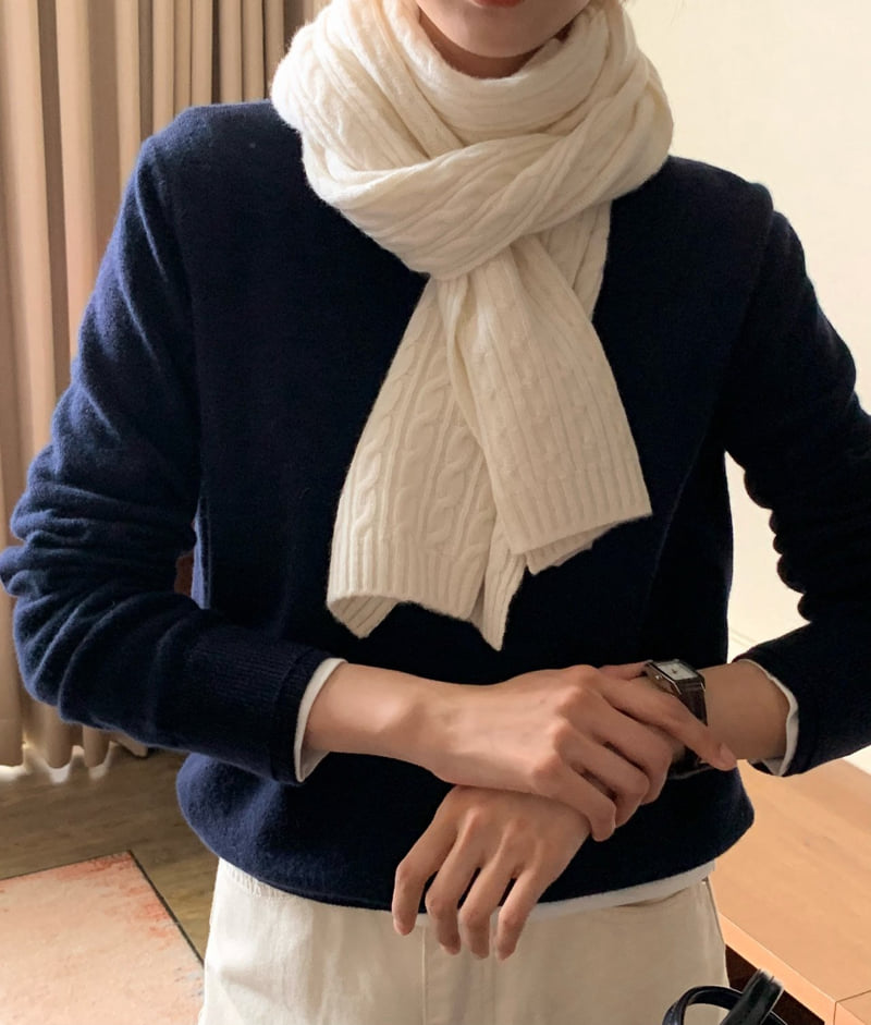 Moani - Korean Women Fashion - #romanticstyle - Wool Cashmere Cable Muffler - 7