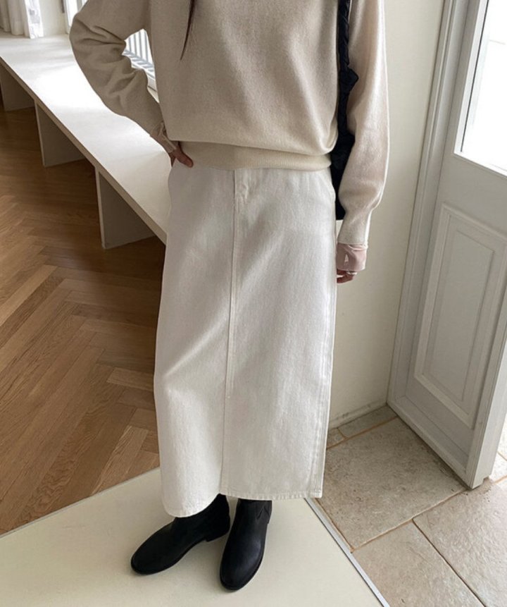Moani - Korean Women Fashion - #womensfashion - Fave Back Slit Denim Skirt