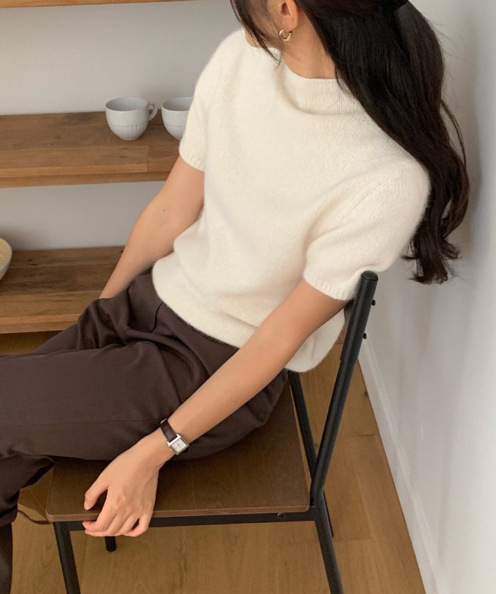 Moani - Korean Women Fashion - #womensfashion - Turtle Neck Half Sleeve Raccoon Knit