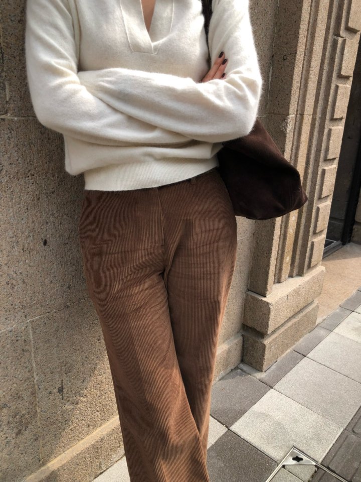 Moani - Korean Women Fashion - #womensfashion - Corduroy Semi Wide Pants - 5