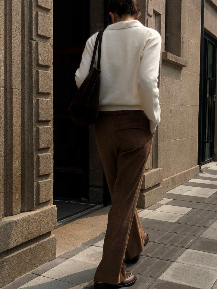Moani - Korean Women Fashion - #womensfashion - Corduroy Semi Wide Pants - 7