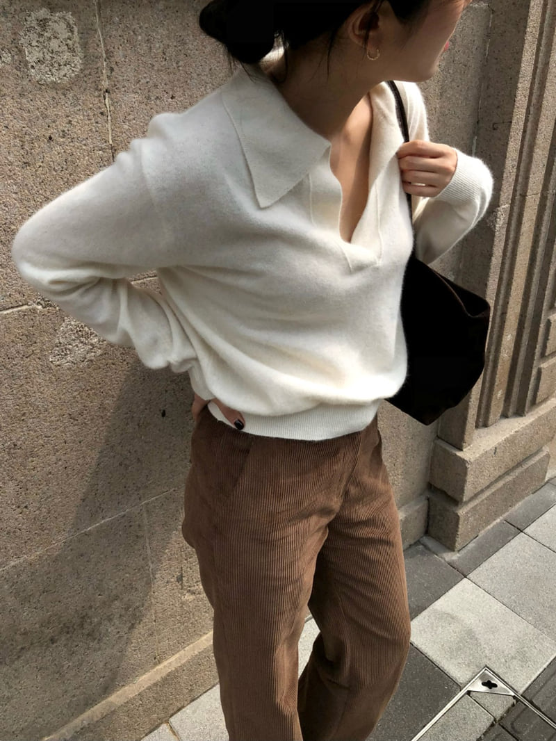 Moani - Korean Women Fashion - #momslook - Raccoon Overfit Collar Knit - 4