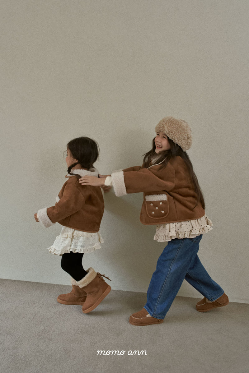 Momo Ann - Korean Children Fashion - #designkidswear - Flower Shearling Jacket - 3