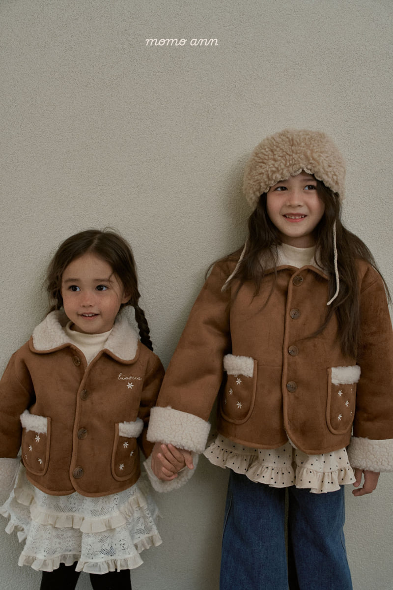 Momo Ann - Korean Children Fashion - #kidsshorts - Flower Shearling Jacket - 6
