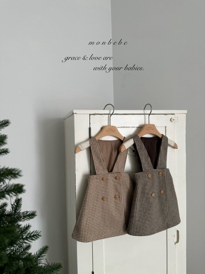 Monbebe - Korean Baby Fashion - #babygirlfashion - Window Check One-piece