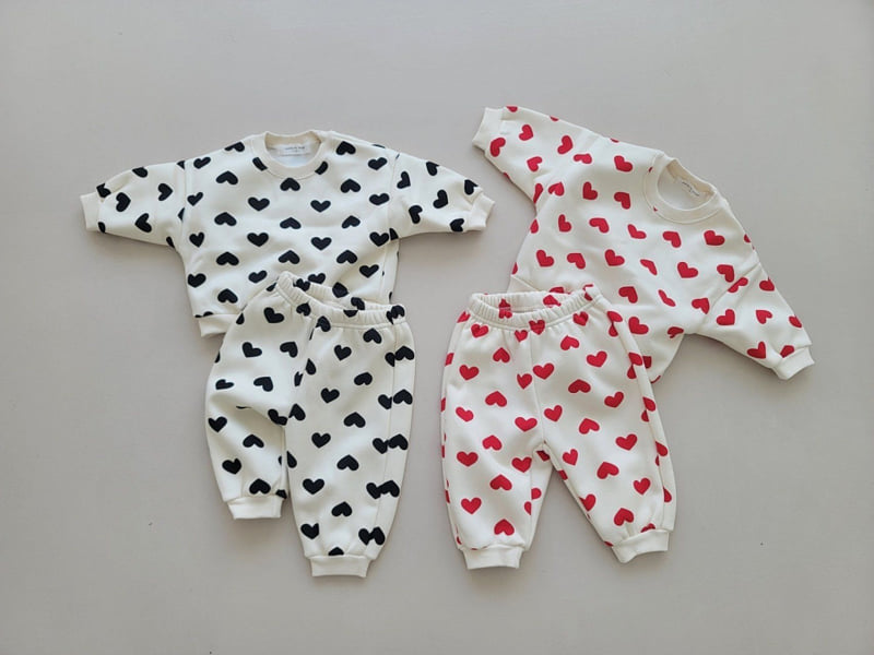 Moran - Korean Children Fashion - #Kfashion4kids - Fleece Heart Candy Top Bottom Set - 11