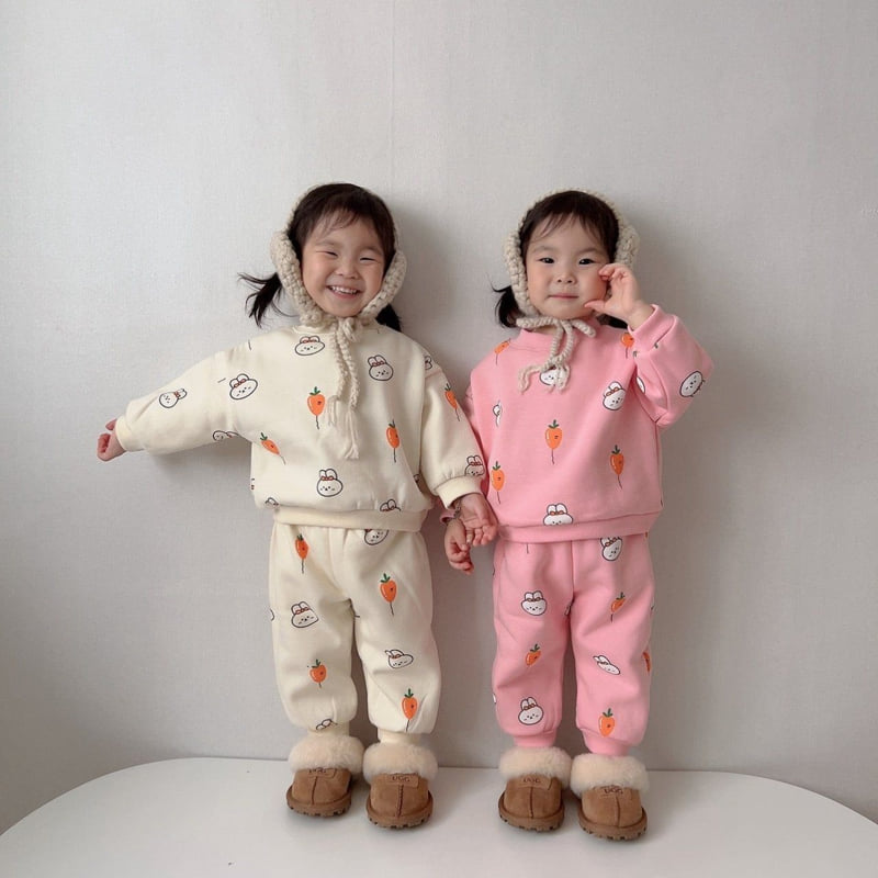 Moran - Korean Children Fashion - #Kfashion4kids - Fleece Carrot Balloon Top Bottom Set - 6
