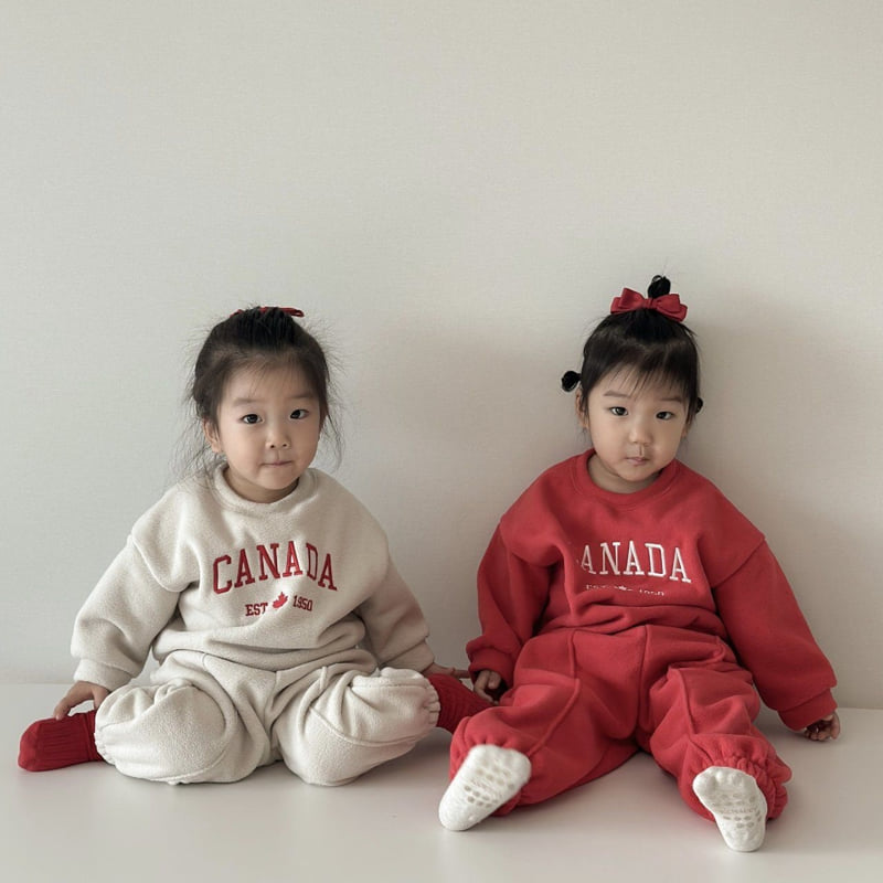 Moran - Korean Children Fashion - #childofig - Fleece Canada Top Bottom Set - 6