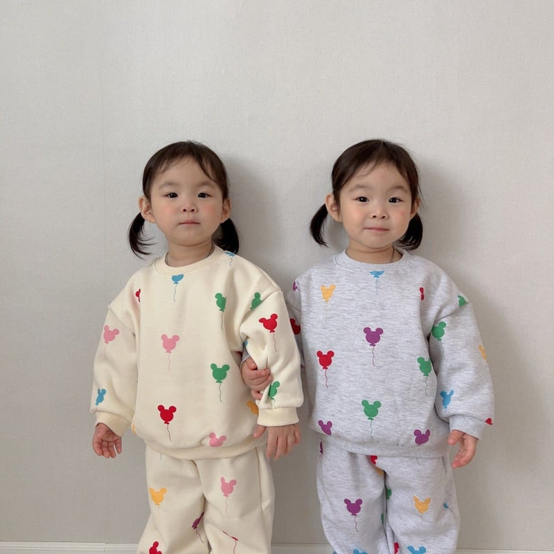 Moran - Korean Children Fashion - #stylishchildhood - Fleece Balloon Top Bottom Set - 4